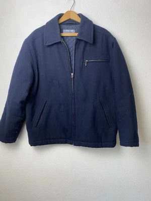 Vintage 90s Structure Wool Workwear Jacket Navy Blue Size S - Image 1 of 4