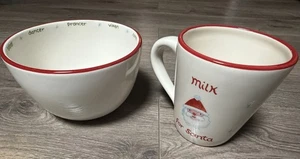 Pottery Barn Santa Snack Set für Kekse und Milch - 1 Schüssel und 1 Becher - Bild 1 von 10
