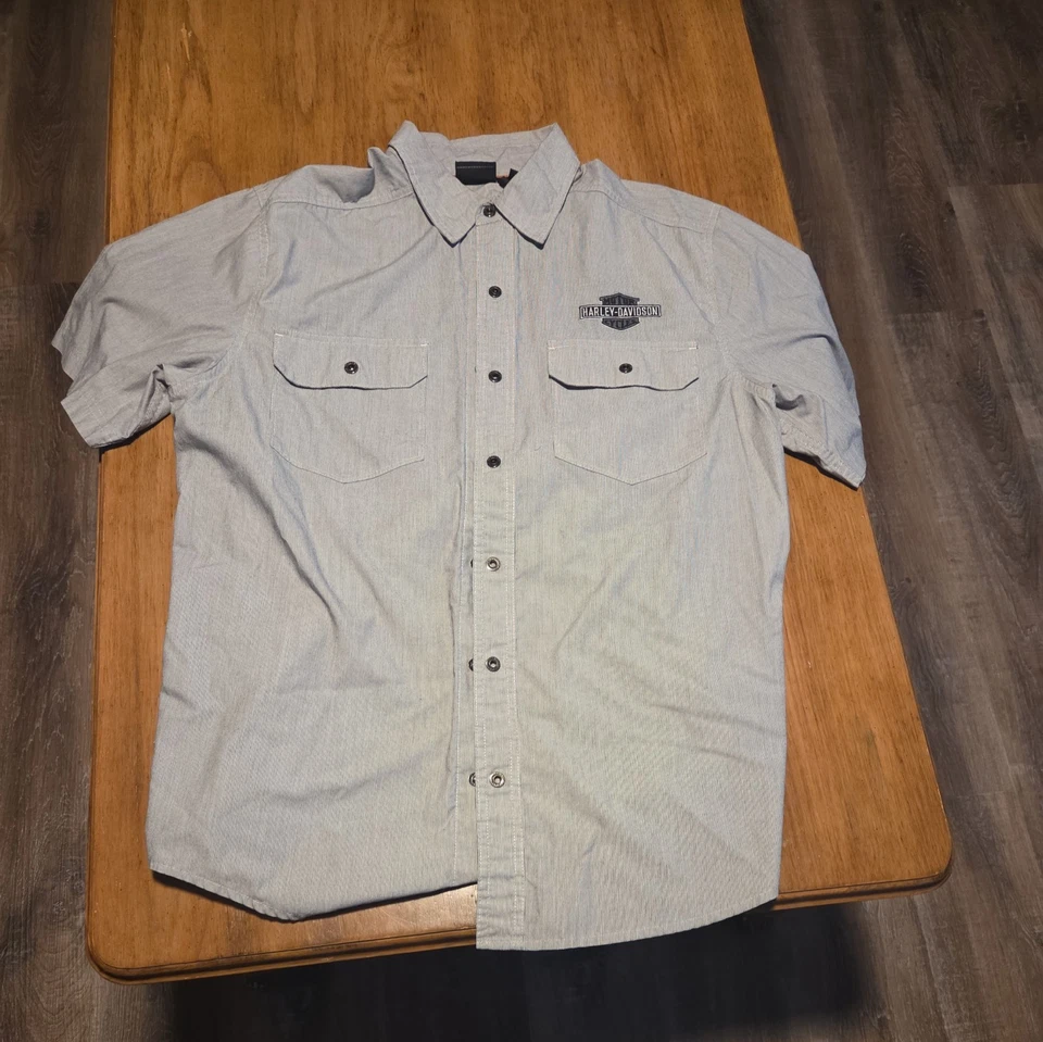 Мужская футболка Harley Davidson Performance короткий рукав в полоску серая черная большого размера - Изображение 1 из 3