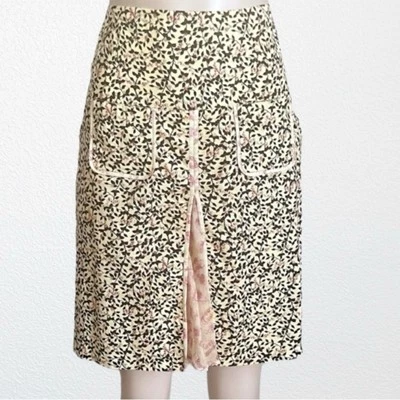Diane von Furstenberg Silk Inlay Cherry Blossom + Floral Pencil Skirt SZ 4 - Image 1 of 4
