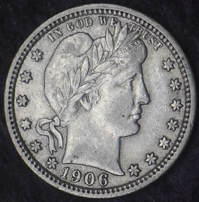 Cuarto de dólar de plata de peluquero "alto grado" 1906-P 25C - COINGIANTS - Foto 1 de 2