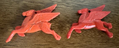 Vintage Cracker Jack Mobil Oil Pegasus Winged Horse Celluloid Charm Lot of 2 - Image 1 of 4