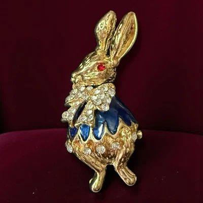 Кролик со стразами эмали брошь винтажный стиль фигурная булавка Алиса в стране чудес - Изображение 1 из 4