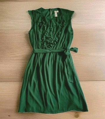 Emma & Michelle Chiffon Ruffle Sleeveless Dress Green Size 8 - Image 1 of 4