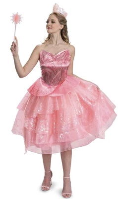 Glinda Deluxe Wicked Witch Musical Movie Fancy Dress Up Halloween Size M Costume - Image 1 of 4