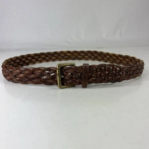 Worn Brown Braided Leather Belt - Women's Size 28 - Picture 1 of 6