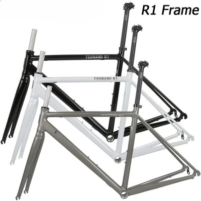 Road Bicycle Frameset 700C Rim Brake Bike Rear Frame with Carbon Front Fork - Image 1 of 4