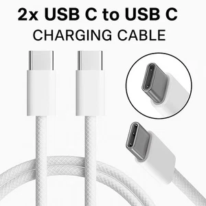 Pack of 2x USB-C to USB-C Charging Cables - 1 Metre – Fast Charging - Picture 1 of 3