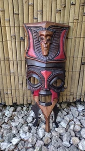 Vintage Hand Craved, Hand Painted African Tribal Ceremonial Mask, Wall Hanging - Picture 1 of 7