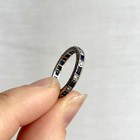 Antique Art Deco Engraved Eternity Ring Band Diamonds Sapphires Continen. Silver