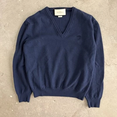 GUCCI RARO PRECIOSO SUÉTER CUELLO EN V AZUL PARA HOMBRE AÑOS 2000 TALLA PEQUEÑA S - Hecho en Italia Foto 1 de 4
