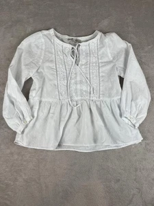 Camisa LOFT Mujer Pequeña Pequeña Blanca Bordada Punto Suizo Cuello Atado Manga Larga - Imagen 1 de 11