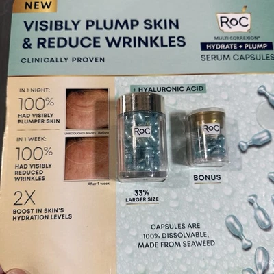 Roc Hydrate and Plump Night Serum Capsules, 50 Count - New Sealed Fresh - Image 1 of 2