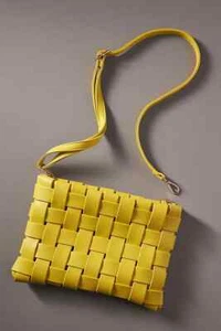 NWOT ANTHROPOLOGIE Yellow Lindy Woven Clutch Crossbody Purse - Picture 1 of 7