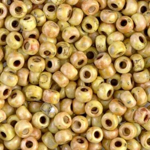 Miyuki Seed Beads Round Rocaille Size 6/0 Picasso Opaque Yellow 20GM 6-4512 - Picture 1 of 2