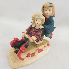 Christmas Village Figures Girls Sledding Midwest Of Cannon Falls Away We Go 3" H