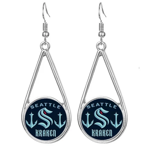 Seattle Kraken Womens Silver Drop Dangle Earrings w Gift Pkg D29 Cover