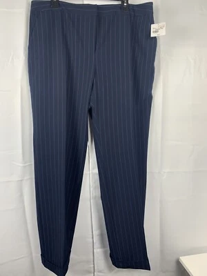kate hill womans dress pants office size 16 navy striped retail $80 NWT - Image 1 of 4