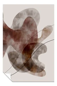 Brown Abstract Geometrics Shapes & Black Line Art Poster Wall Art Home Decor - Picture 1 of 4