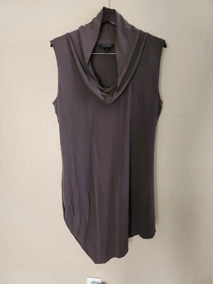 ST JOHN Shirt Dress Asymmetrical Sleeveless Cowl Neck Draped Brown Luxury SZ XL - Image 1 of 4