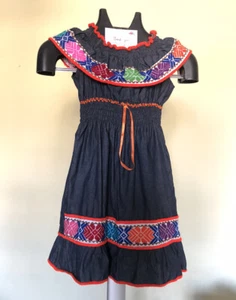 Mexican Embroidered Dress for Girls, Mexican Folk, Floral. Size 8. - Picture 1 of 7