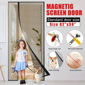 Magnetic Door Mesh Black Fly Screen Mosquito Bug Curtain 39x83 inch - Picture 1 of 18