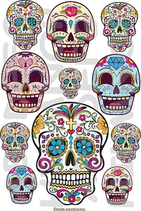 11 ADESIVI AUTO TESCHI Floreali MESSICANI fiori SET 3 STICKERS MEXICAN SKULL imp - Picture 1 of 1