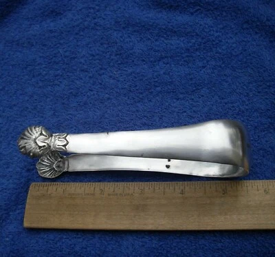 Early CONTINENTAL EUROPEAN Silver SUGAR TONGS-Shell Grips-Unmarked-NR - Image 1 of 4