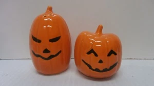 Celebrate Halloween Orange Ceramic Jack O Lantern Salt & Pepper Shaker Set - Picture 1 of 6