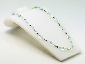 Collana Vintage Artigianale Quercia Perla Naturale e Fluorite Azzurra 24" - Foto 1 di 8
