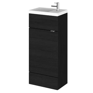 Hudson Reed Fusion Compact Vanity Unit & Basin 400mm - Charcoal Woodgrain - Picture 1 of 9