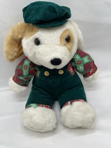 TB Trading Co Dog Green velvet Overalls Cap Plush stuffed Animal - Picture 1 of 4