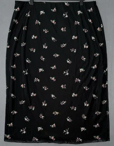Love, Fire Floral Women's Midi Skirt Size 2XL elastic waist lined Black NWT - Picture 1 of 8