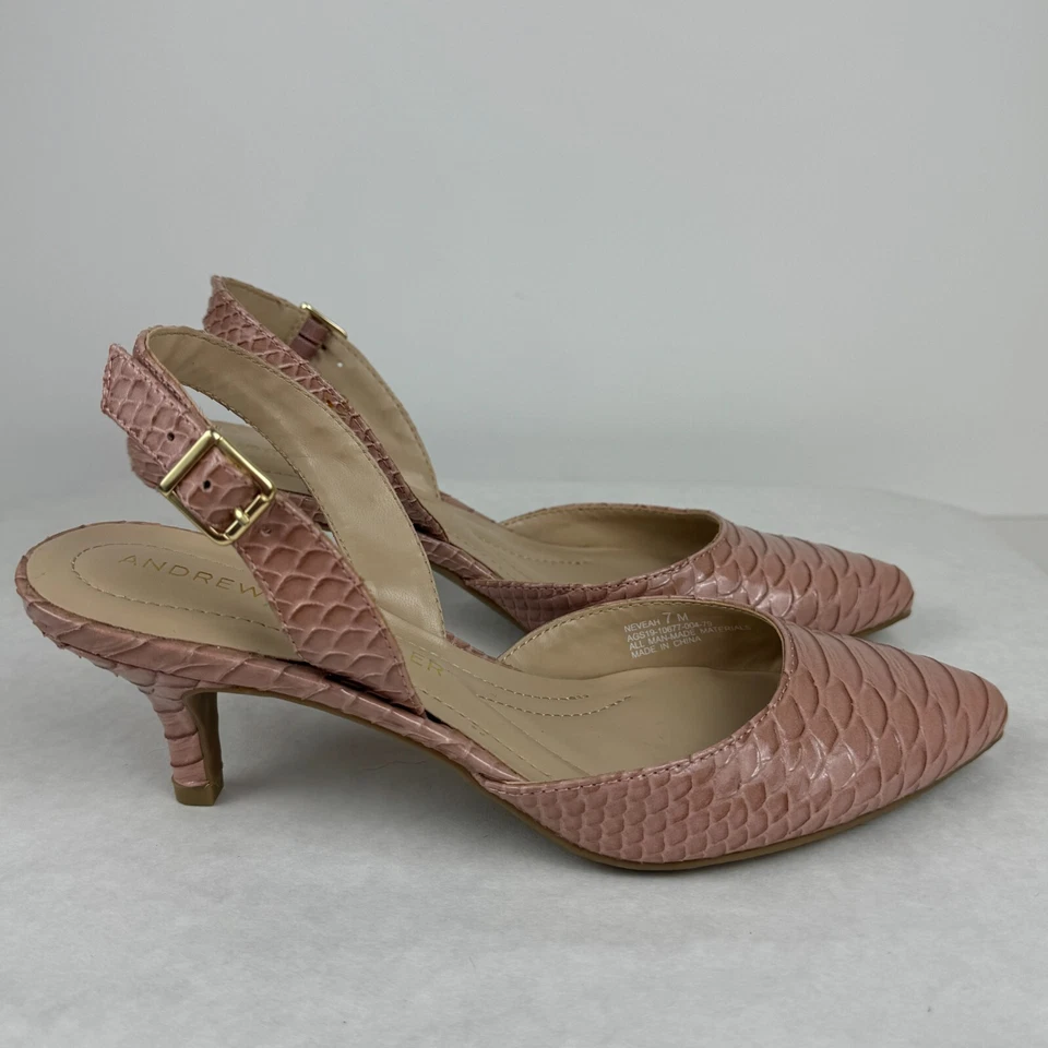 Andrew Geller Neveah Womens Coral Slingback Kitten Heels Pointed Toe Size 7M - Image 1 of 4