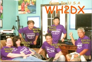 RADIOAFICIONADO DE COLECCIÓN CQ QSL QSO TARJETA WH2DX/KH2E GUAM ISLAND PALM TREE DX CLUB - Imagen 1 de 2