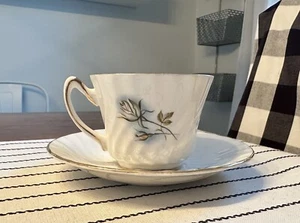 Vintage Royal Kendall Teacup & Saucer Light Blue & Pink Roses England - Picture 1 of 8