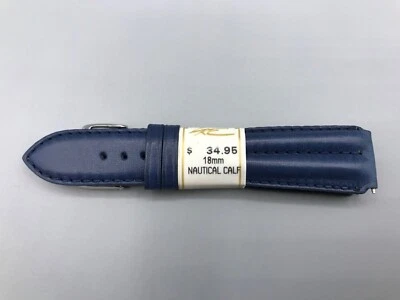 Navy Blue Water Resistant 18mm Watch Strap NWT $34.95 Made in France - Image 1 of 4