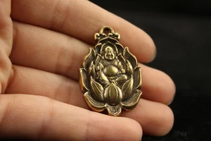 3.7 cm China Brass Pendant Brass feng shui Pendant Maitreya Necklace amulet - Picture 1 of 5