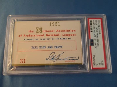 1951 Mickey Mantle Ticket Pass PSA/NAPBL KC Blues/11 HR/361 BA/NY Yankees EX ⚾️ - Image 1 of 2