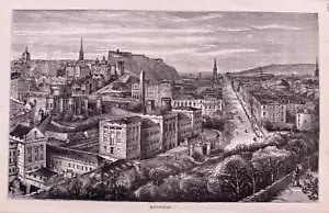 Impresión antigua 1880; Edimburgo, de Calton Hill - Imagen 1 de 2