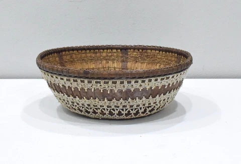 Basket Bali Indonesia Beaded Mirror Basket Cover