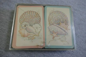 Hallmark Doppio 2 Mazzi Jumbo Bridge Carte da Gioco Scatola di Plastica - Conchiglie Contempra - Foto 1 di 6