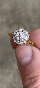 18ct gold natural diamond cluster ring - Picture 1 of 5