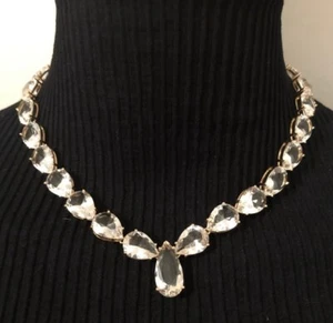 Clear Aquamarine 18k Gold Plated Rivière Necklace - Picture 1 of 11