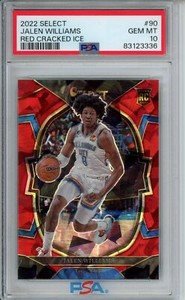 2022 Panini Select #90 Jalen Williams Red Cracked Ice RC PSA 10