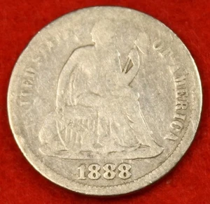 1888-P Seated dime F collector coin gift check out store SD24 - Picture 1 of 2