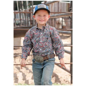 MTW7060346 Cinch Jungen L/S Western Buttondown Hemd - Mehrfarbig Paisley NEU - Bild 1 von 7