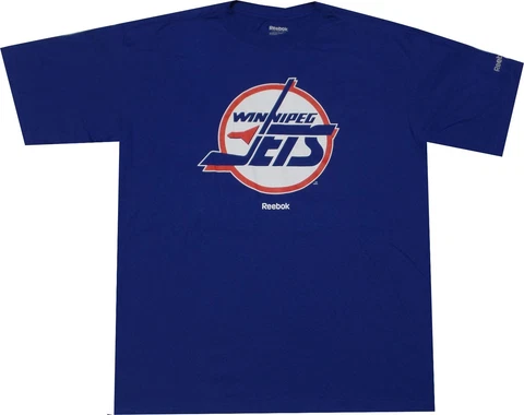 Winnipeg Jets Reebok Throwback Vintage Pro Style Oversized T Shirt Closeout Cover