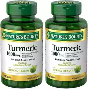 2 Pack Turmeric Extract with BioPerine 1000 mg High Potency 120 Capsules (2x60) - Picture 1 of 4