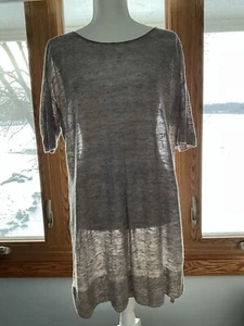 Eileen Fisher Organic Linen Slub Knit 3/4 Sleeve A Line Tunic Top Size Large - Picture 1 of 7